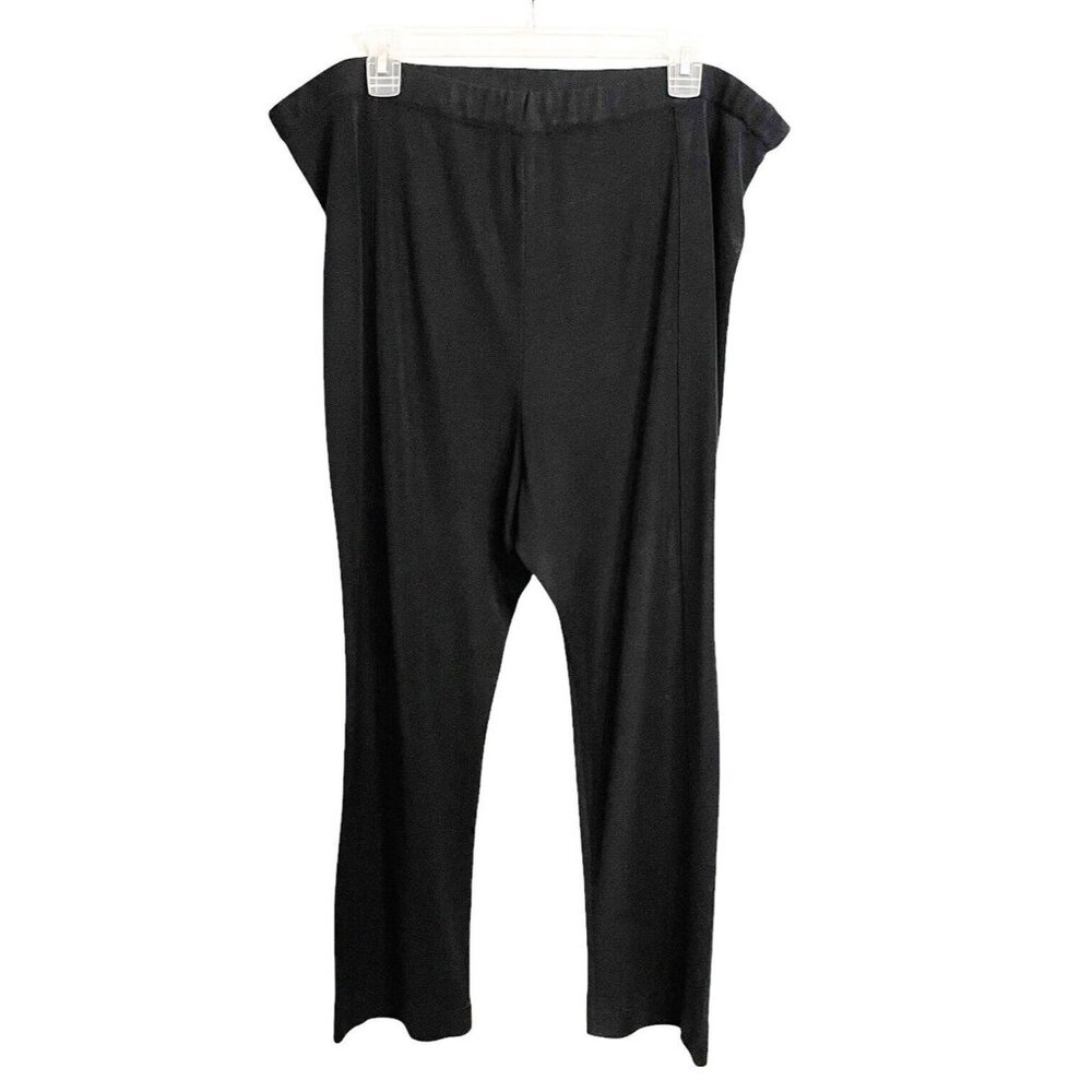 Exclusively Misook Black Slinky High Waist Wide Leg Pull-On Pants Size X-Large